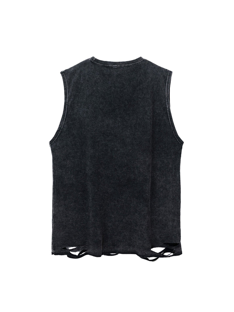 High Street Ripped Retro Hip-hop Vest