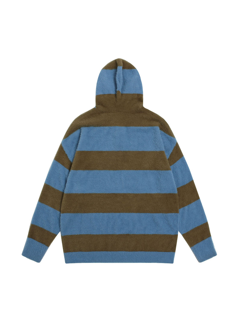 Hooded Striped Knit Sweater