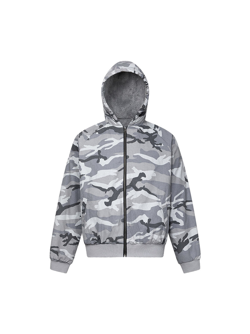 Camouflage Fleece Hooded  Jacket