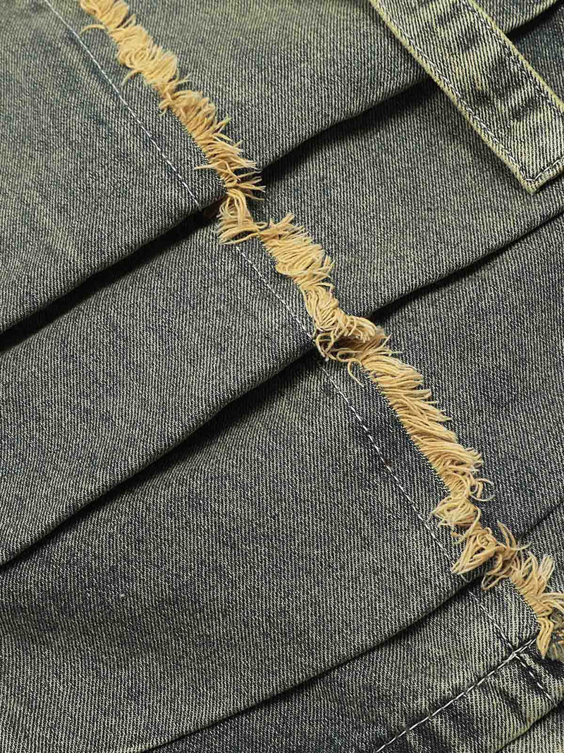 Distressed Raw Edge Baggy Jeans