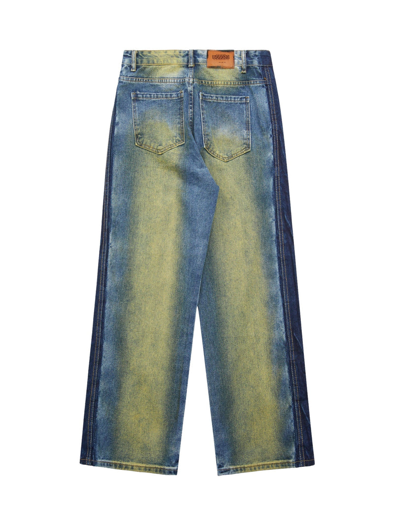 Hip-hop Washed Distressed Loose Spray-dyed Jeans