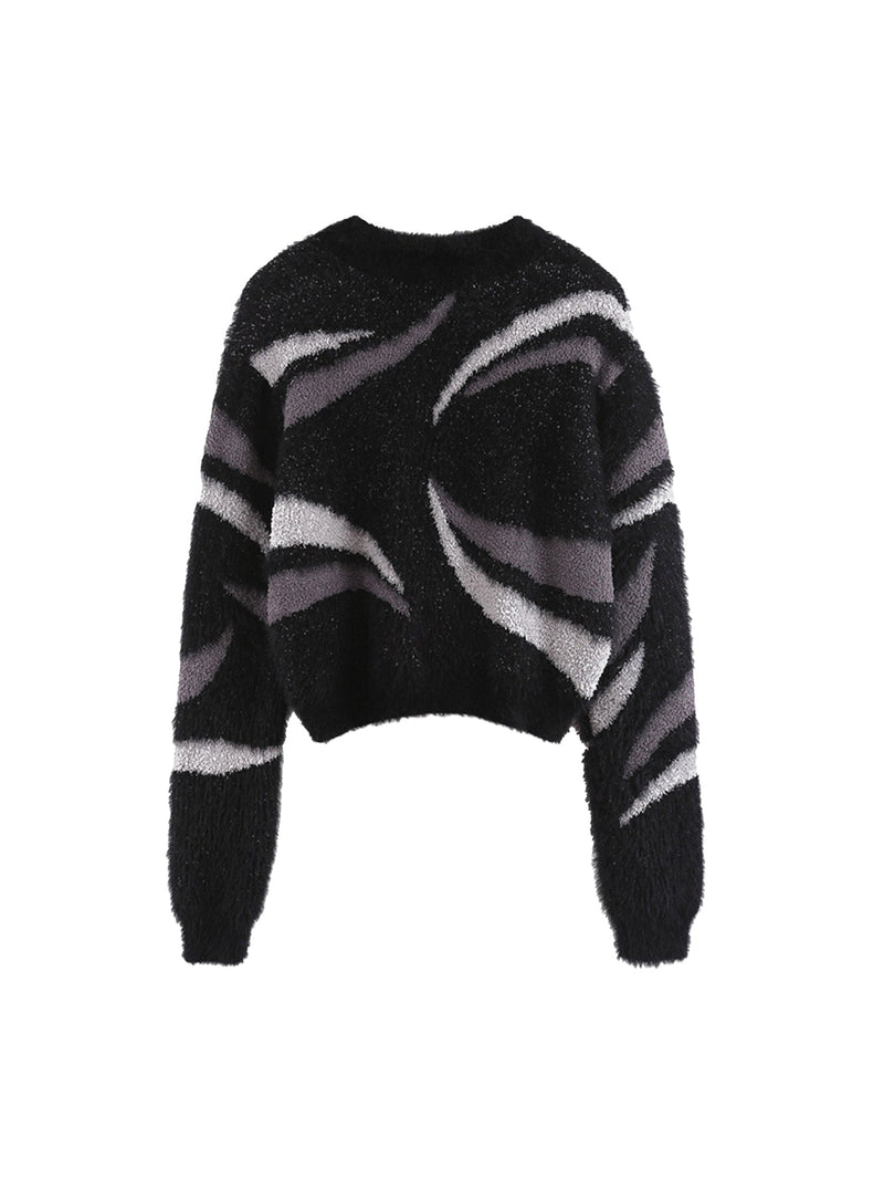 Crop Knit Fuzzy Sweater