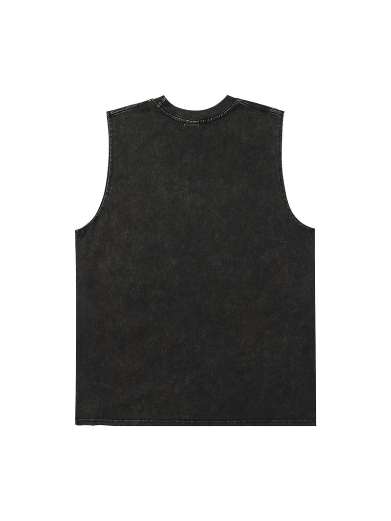 Retro Washed Character Thorns Street Rap Vest