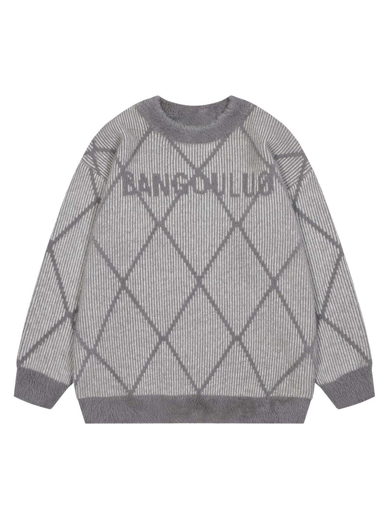 Mohair Diamond Grid Sweater