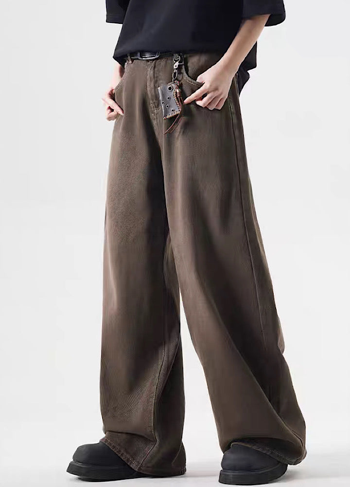 Vintage Wide-Leg Brown Jeans - chiclara