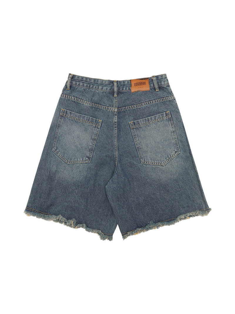 Retro Stitching Diamonds Embroidery Shorts