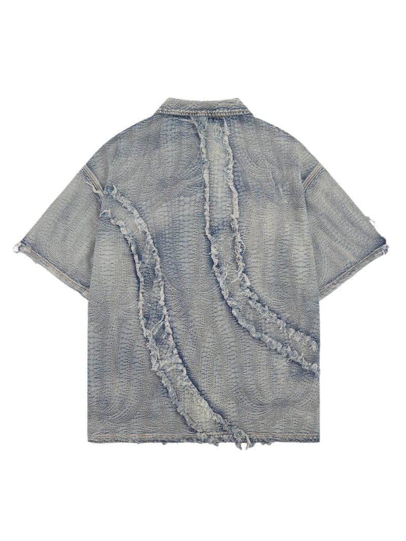 Washed Raw Edge Denim Shirt