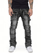 Stretch Patch Layered Bootcut Stacked Jeans