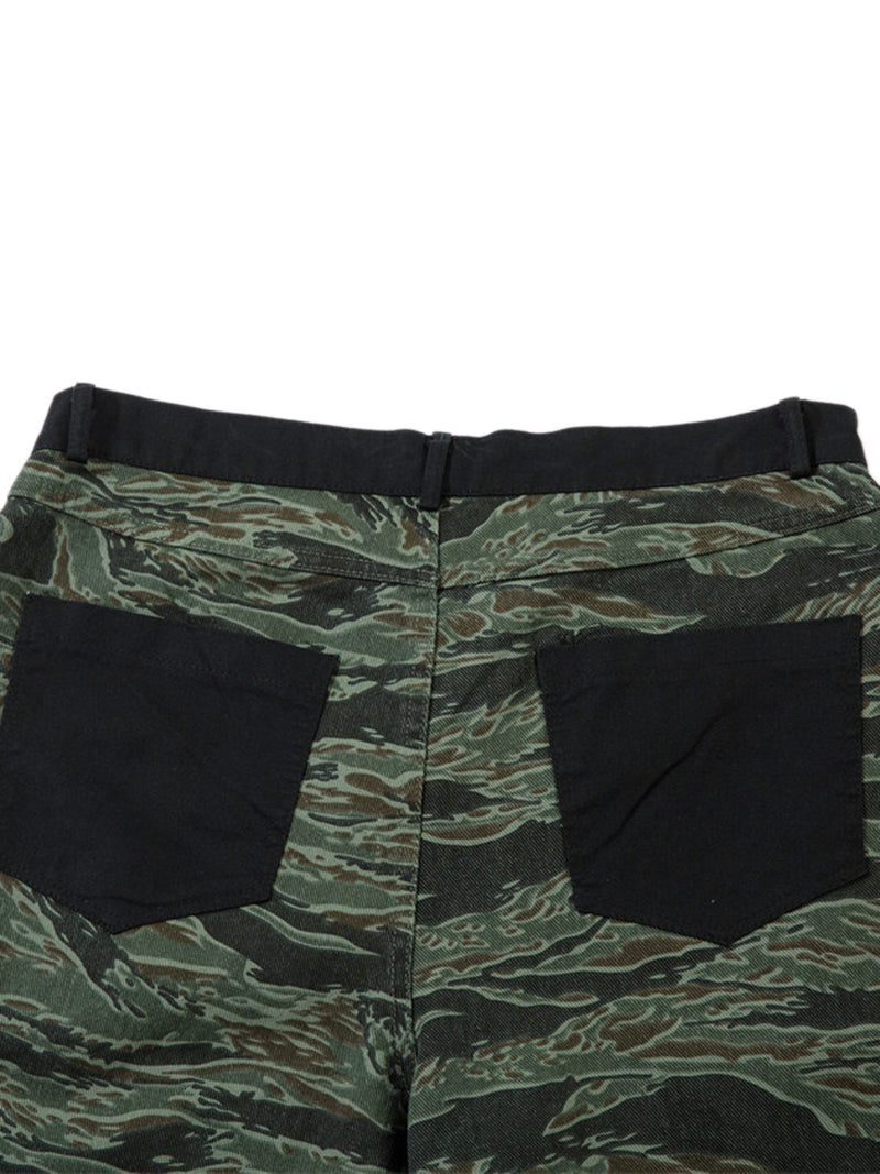 High Street Patchwork Camouflage Contrast Denim Jorts