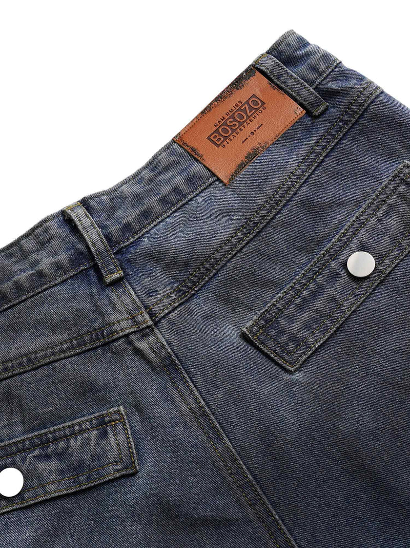 High Street Hip-hop Distressed Washed Work Jeans