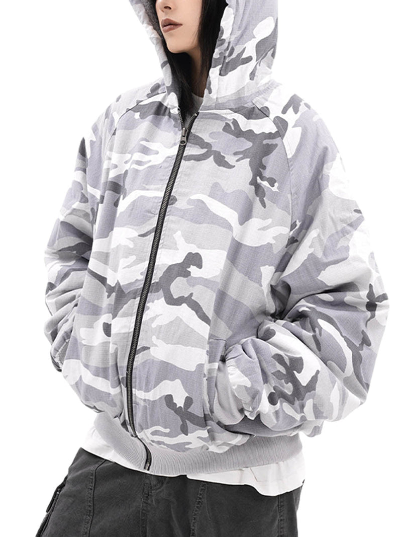 Camouflage Fleece Hooded  Jacket