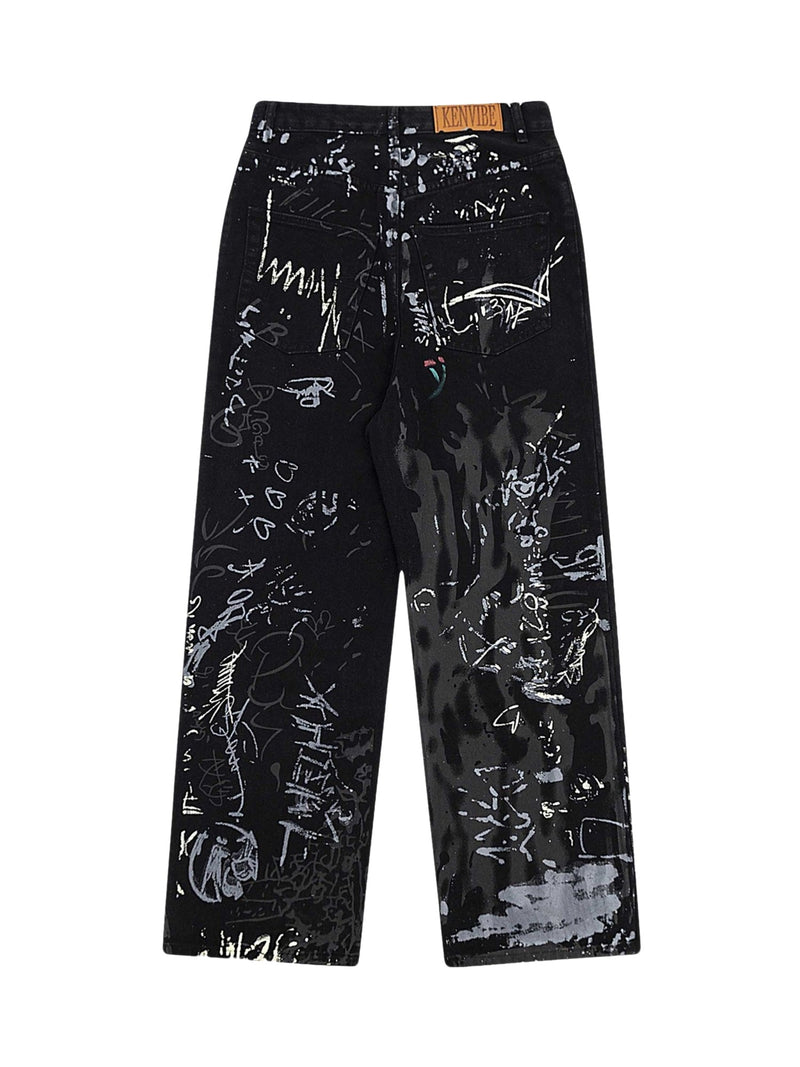 American Graffiti Letter Print Jeans