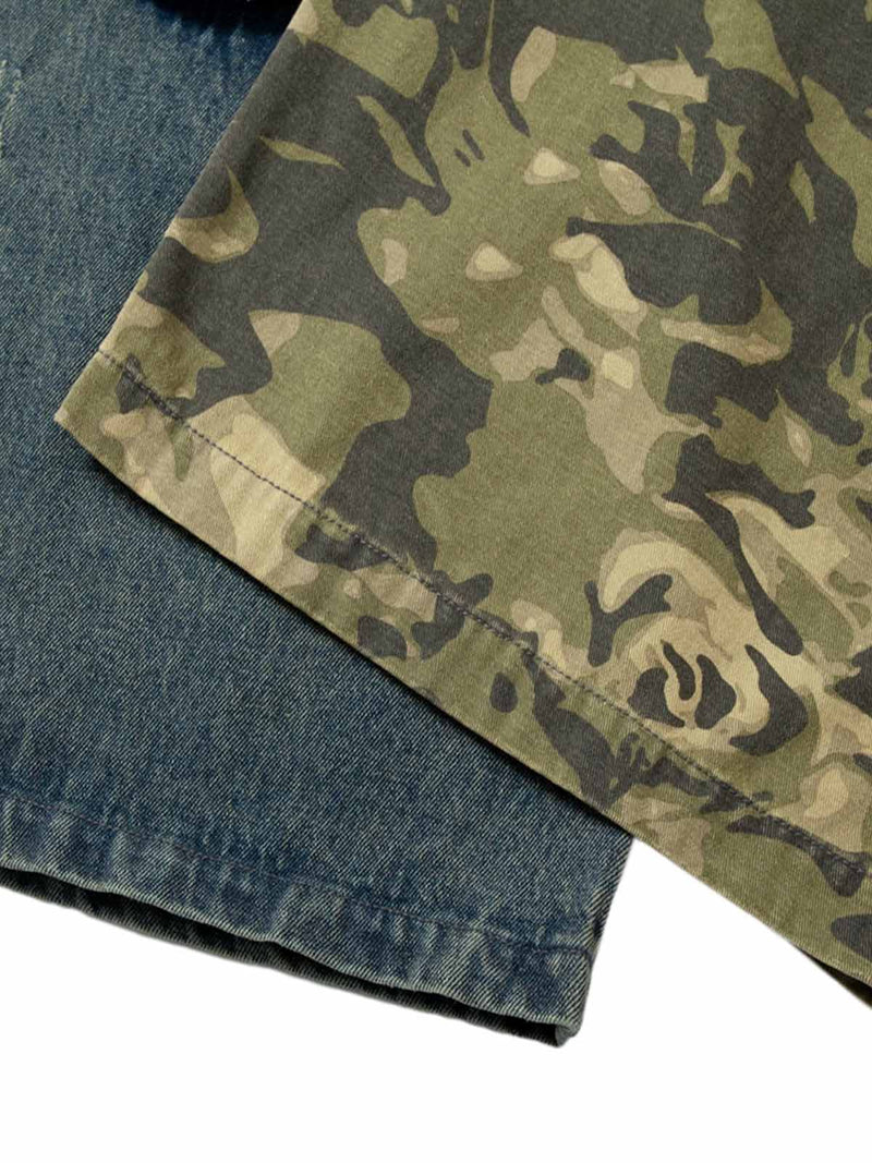 Camouflage Patchwork Workwear Straight Jeans