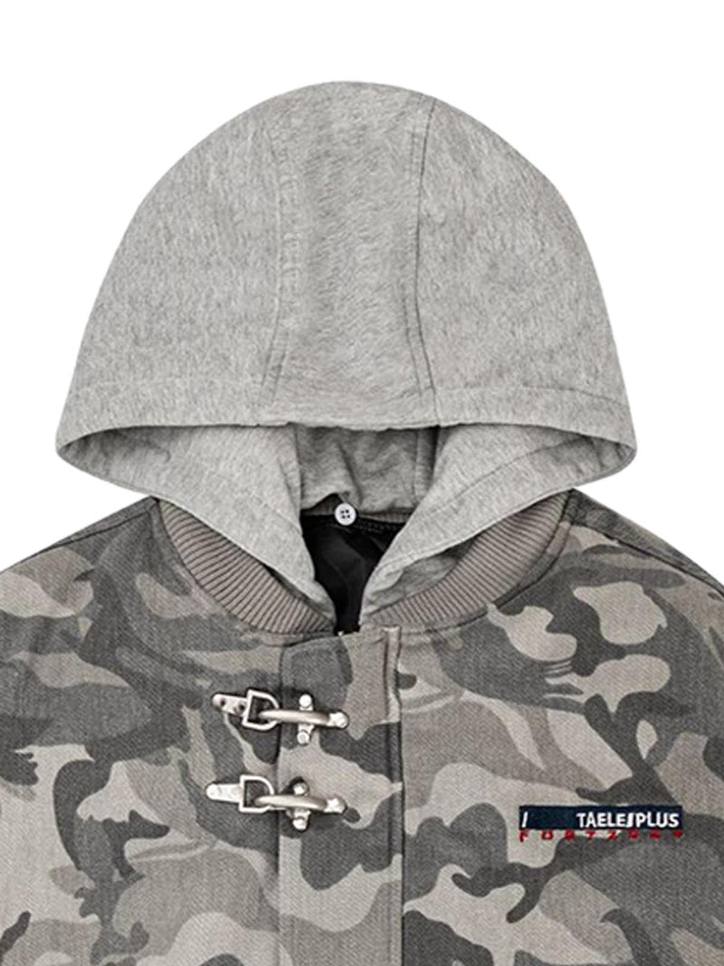 Camouflage Hooded Bomber Jacket