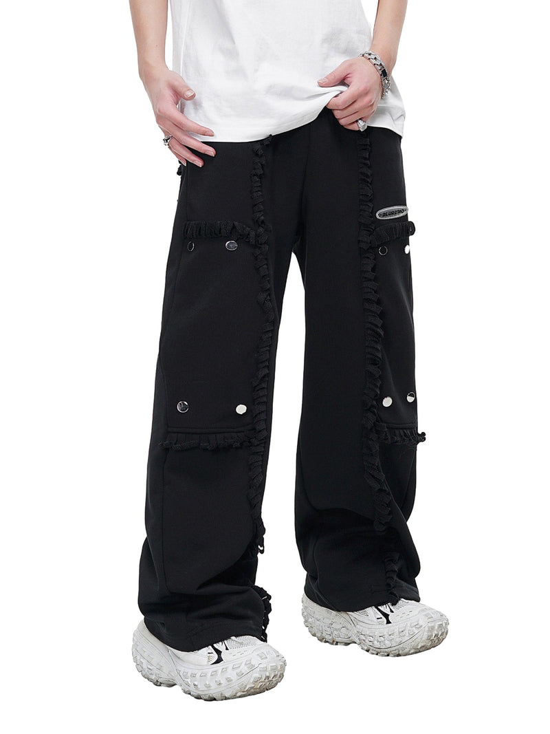 High Street Spliced Button Patchwork Pants