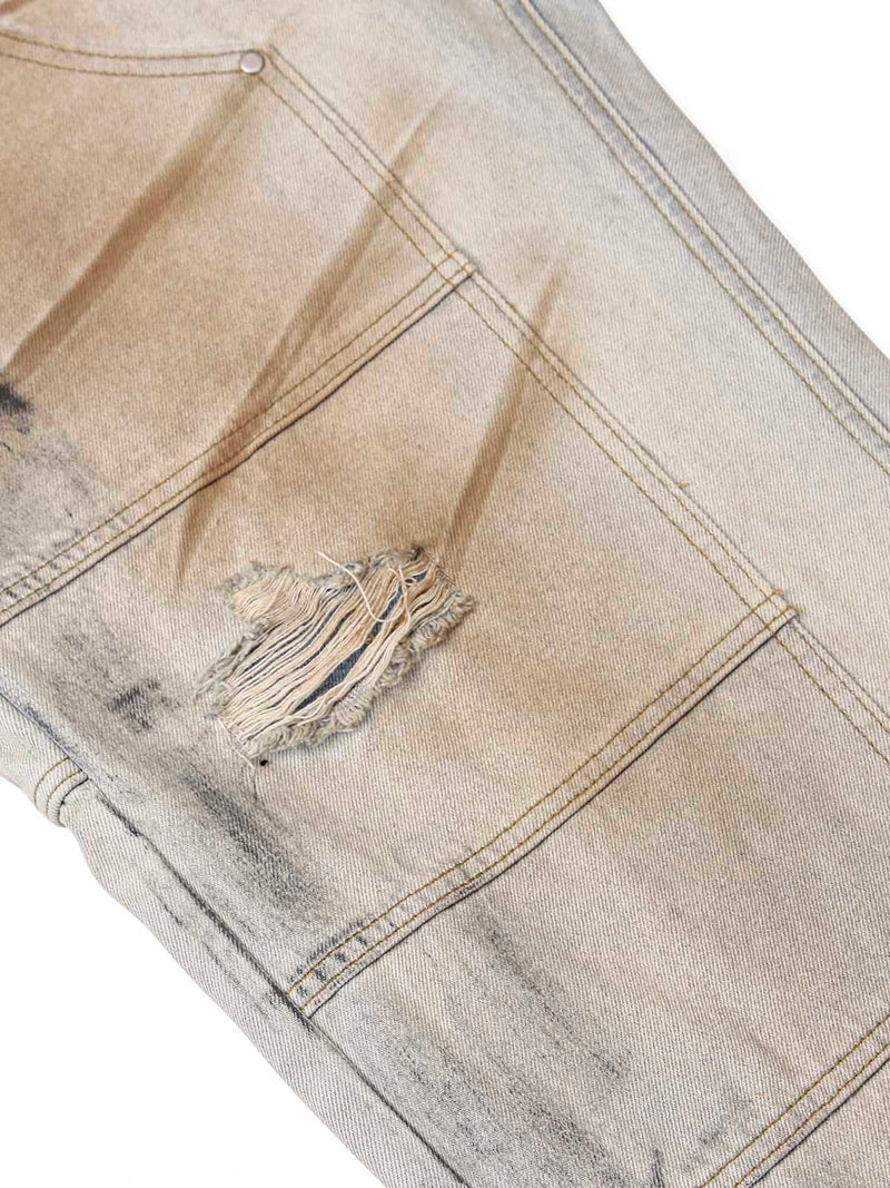 Washed Mud-Dye Straight Jeans