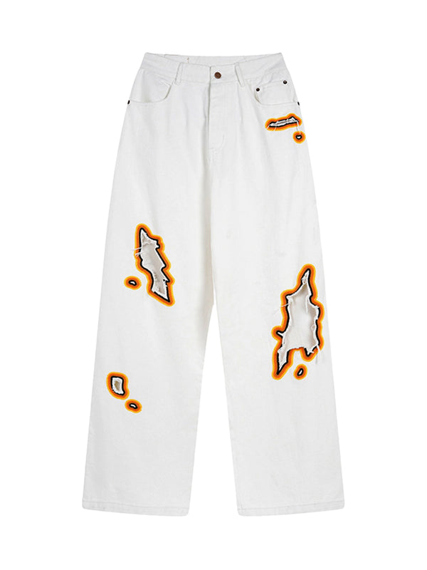 Street Flame Towel Embroidered Jeans