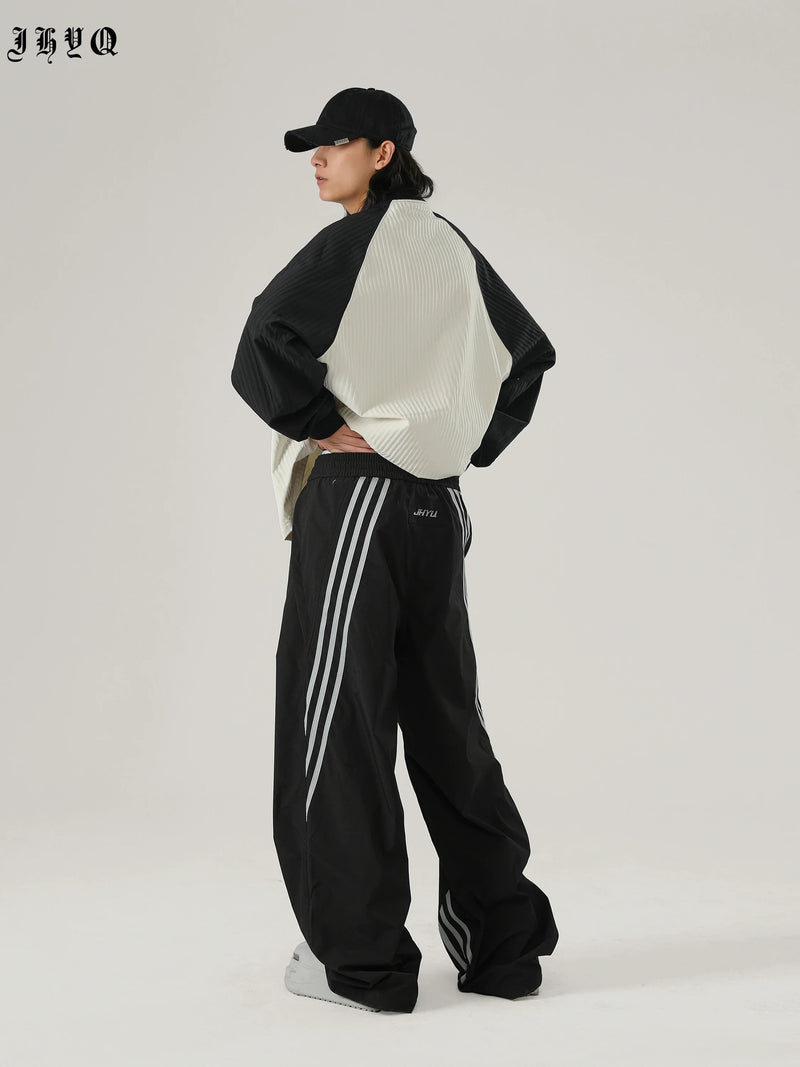 Sports Striped Paratrooper Pants - chiclara