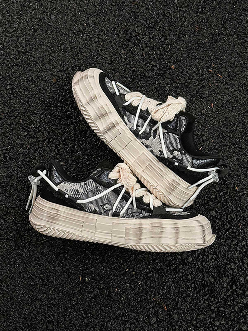 Double Laces Platform Canvas Sneakers