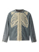 Heavy Bone Embroidered Washed Denim Jacket