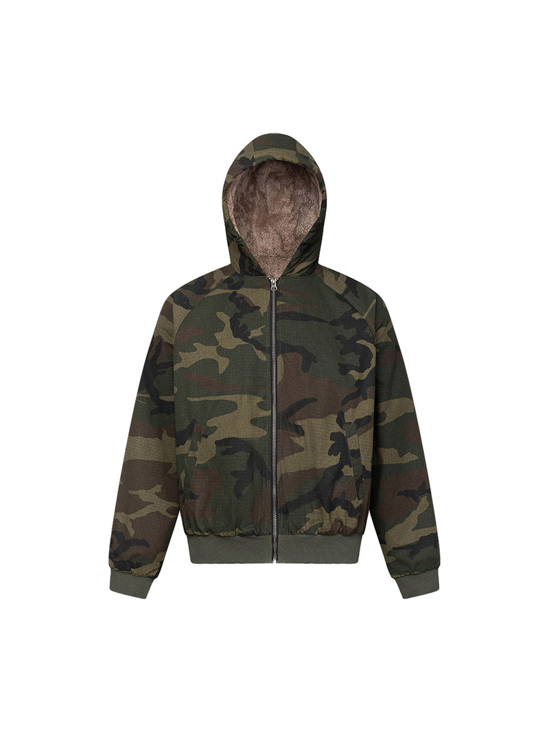 Camouflage Fleece Hooded  Jacket