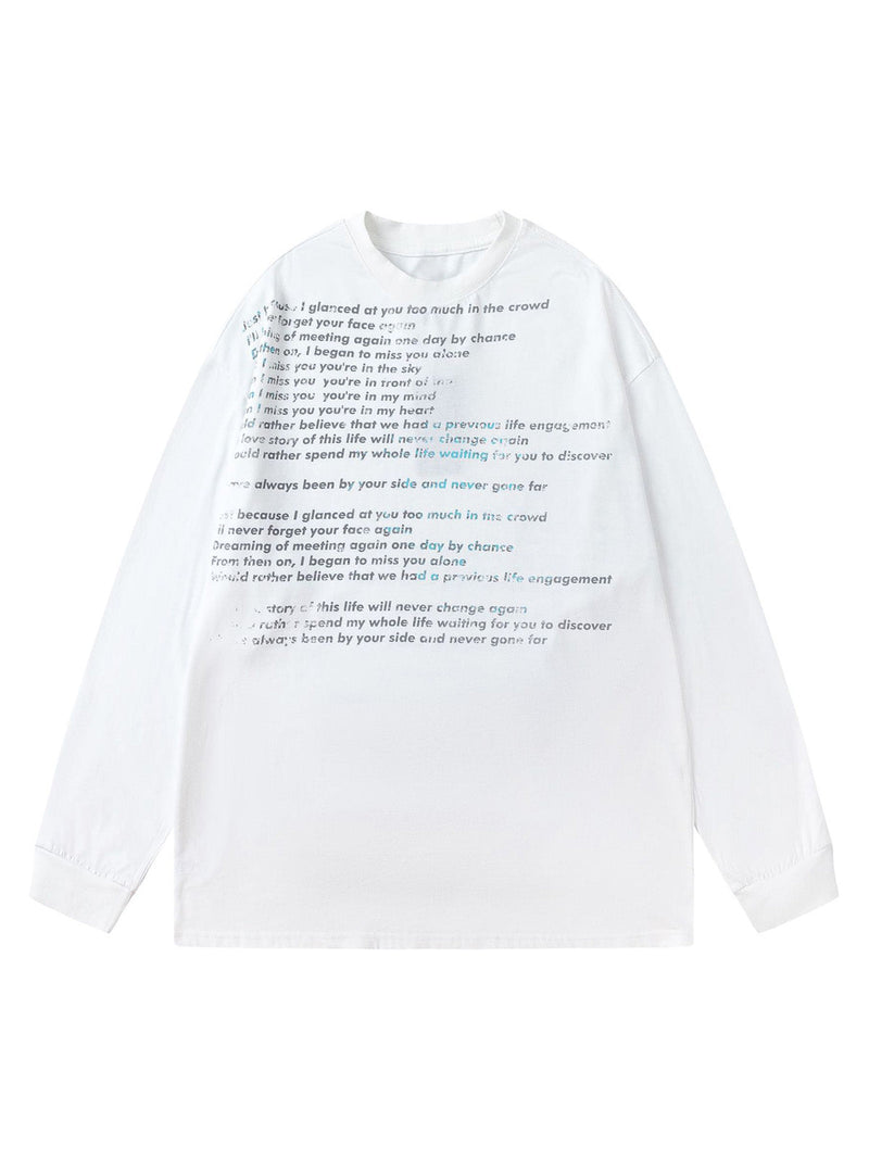 Letter Print Long Sleeve Crew Neck T-shirt