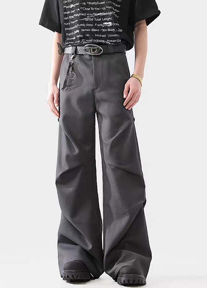 Black Avant-Garde Wide-Leg Utility Pants - chiclara