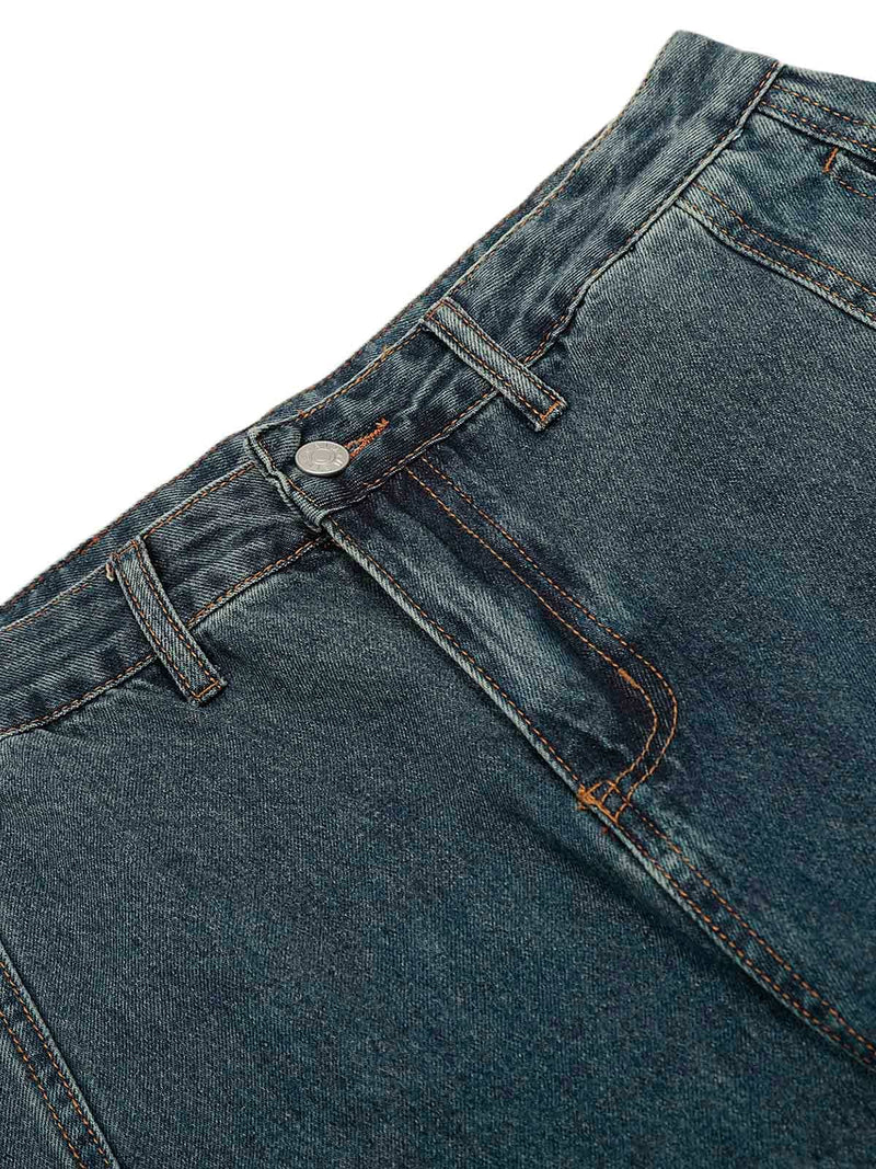 Washed Deconstructed Split Scimitar Baggy Jeans