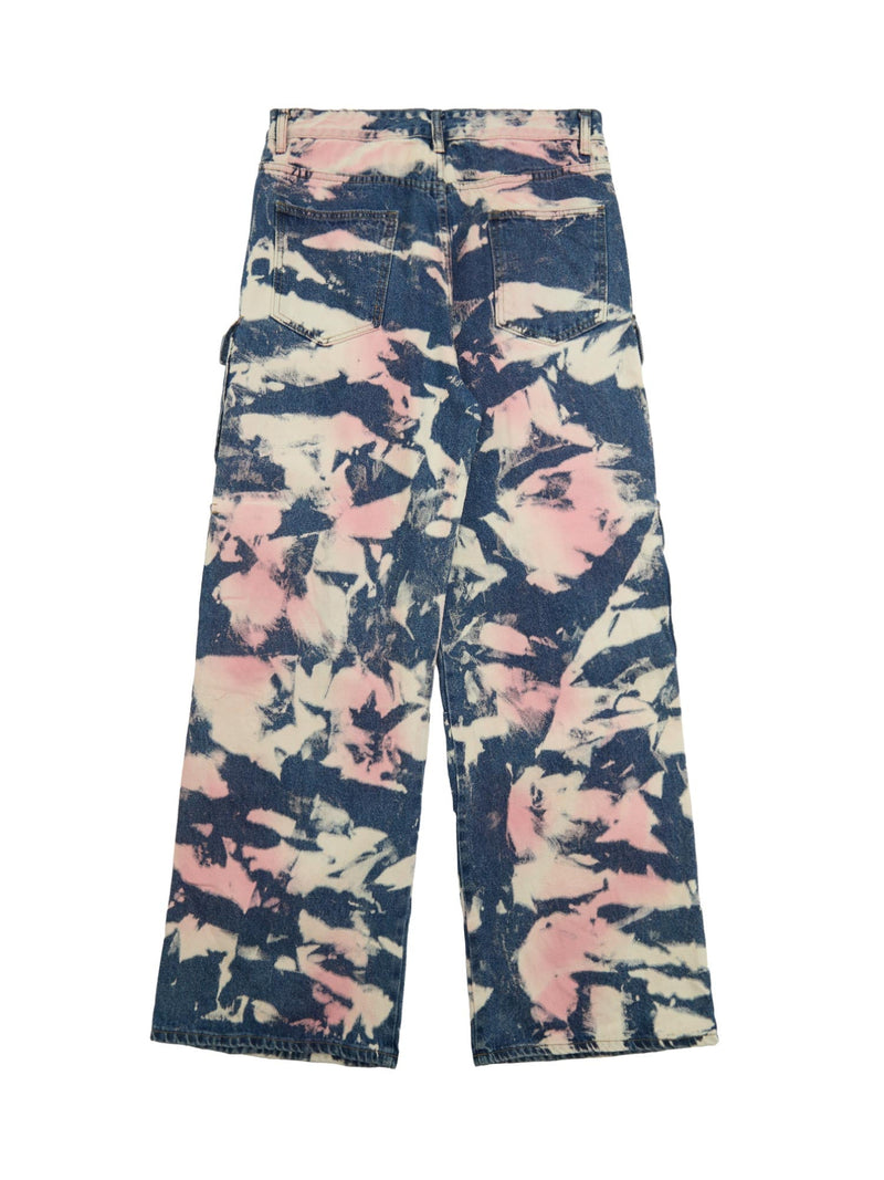 Tie-dye Waste Style Camouflage Cargo Jeans