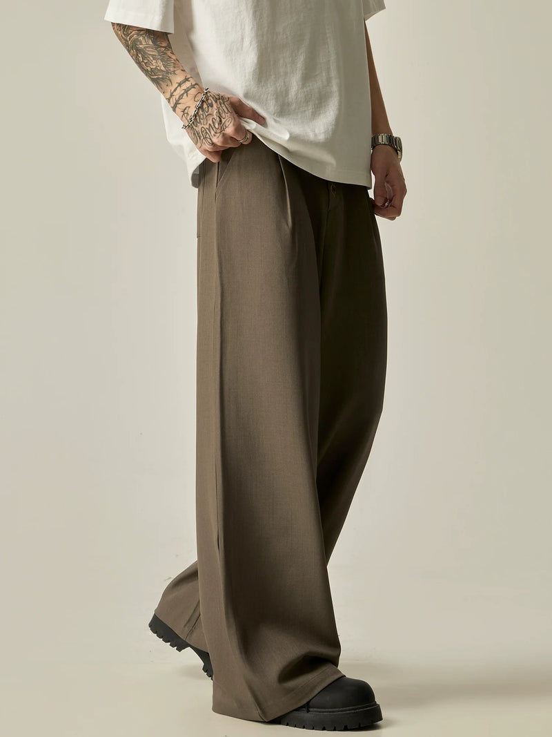 Multi-Button High-Waisted Wide-Leg Trousers