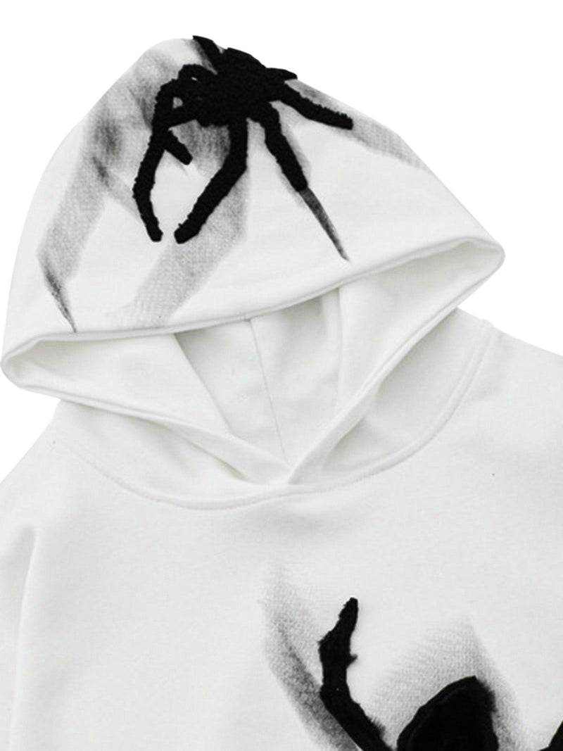 Flocked Spider Hooded Sweatshirt