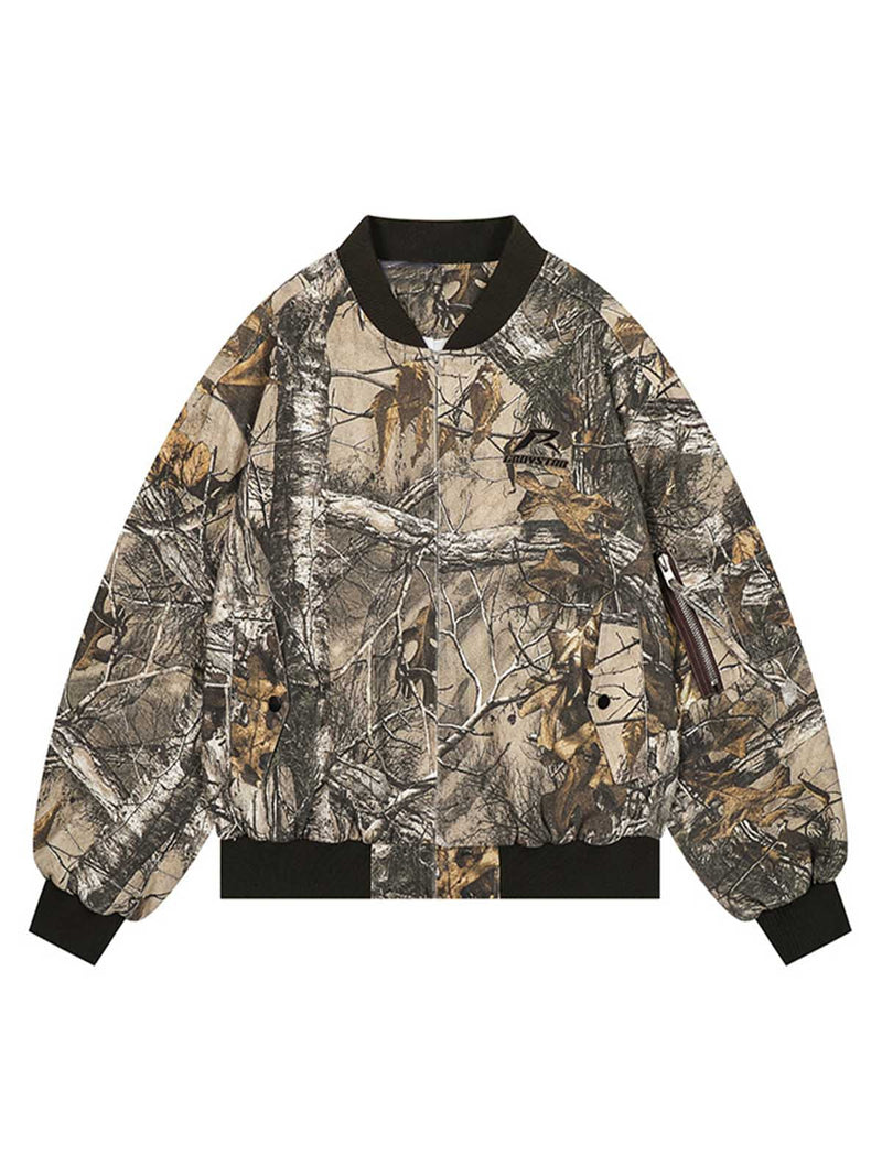 Leaf Camouflage Baseball Bomber Jacket