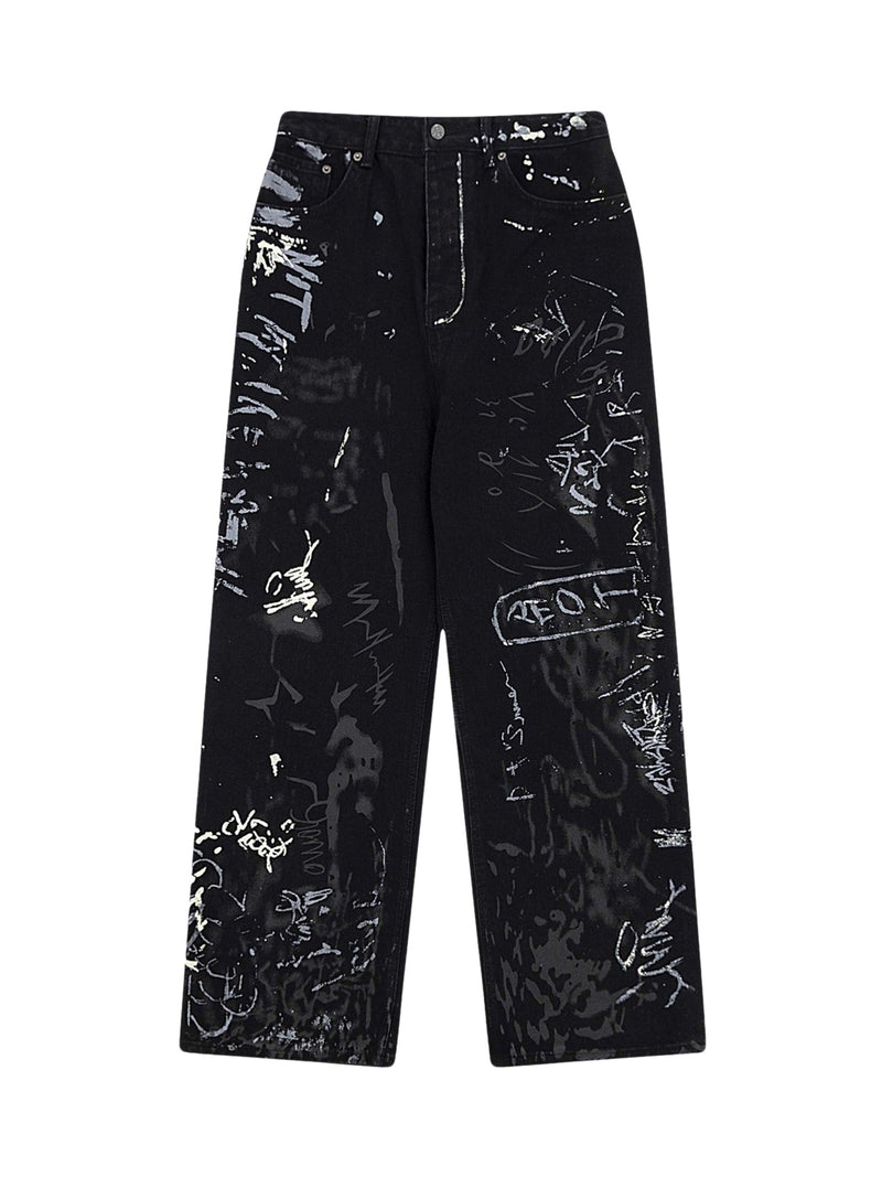 American Graffiti Letter Print Jeans