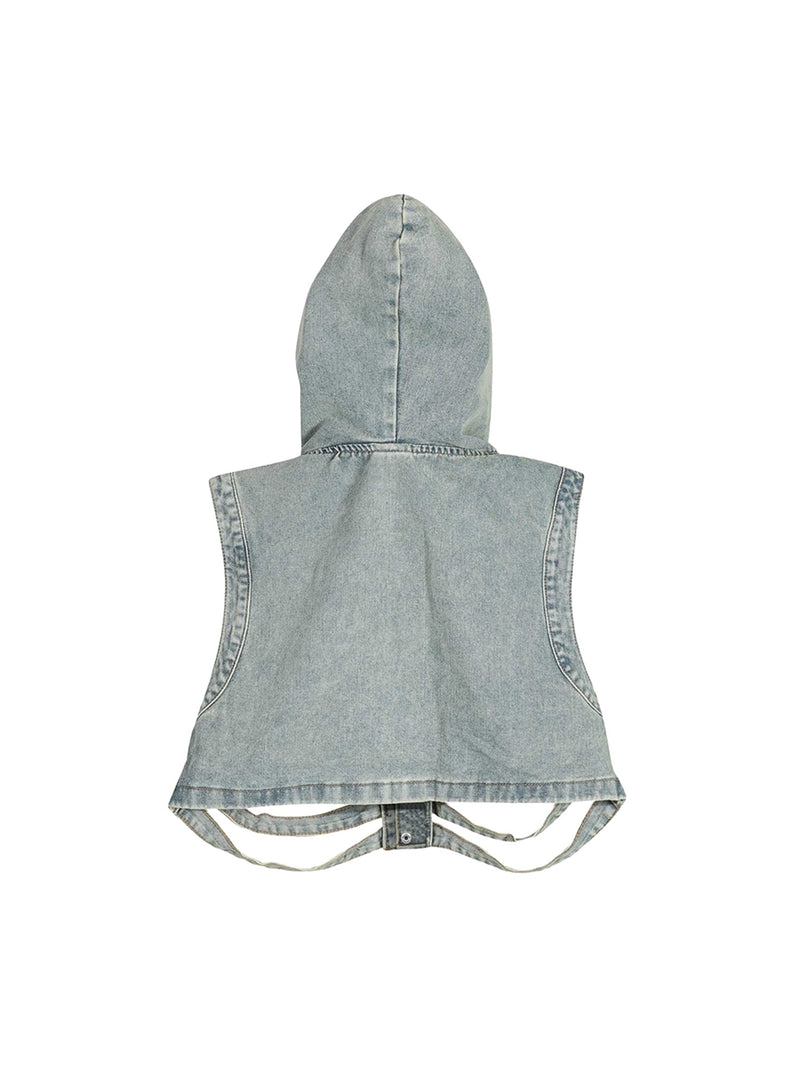 Dark Skeleton Hooded Denim Vest