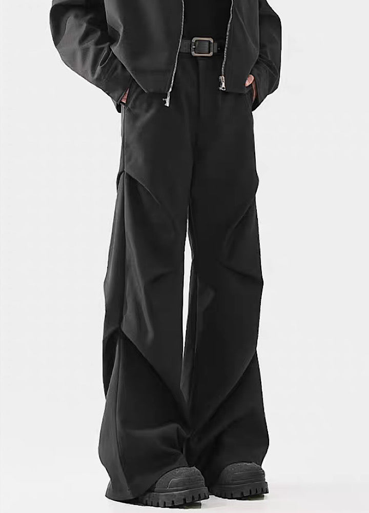 Black Avant-Garde Wide-Leg Utility Pants - chiclara