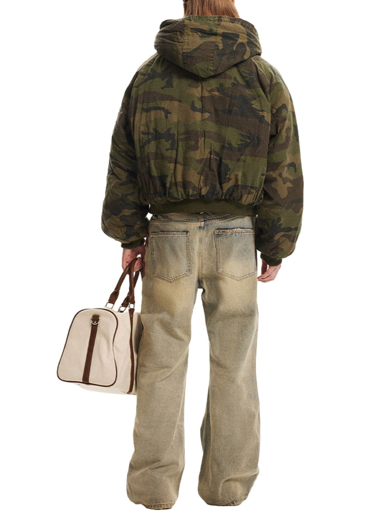 Camouflage Fur Hooded Jacket