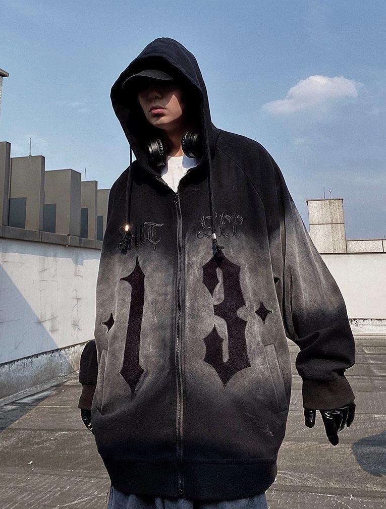 Shadow Fade Gothic Zip-Up Hoodie