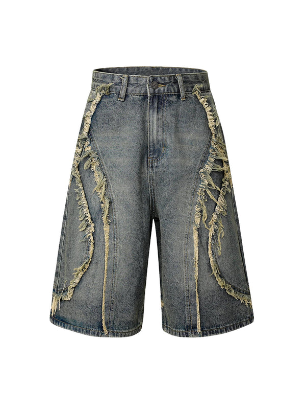 High Street Washed Distressed Denim Shorts