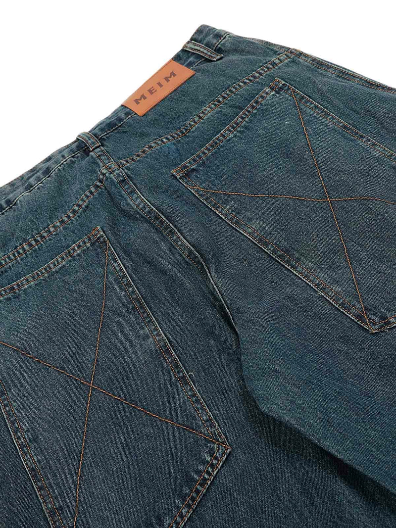 Washed Deconstructed Split Scimitar Baggy Jeans