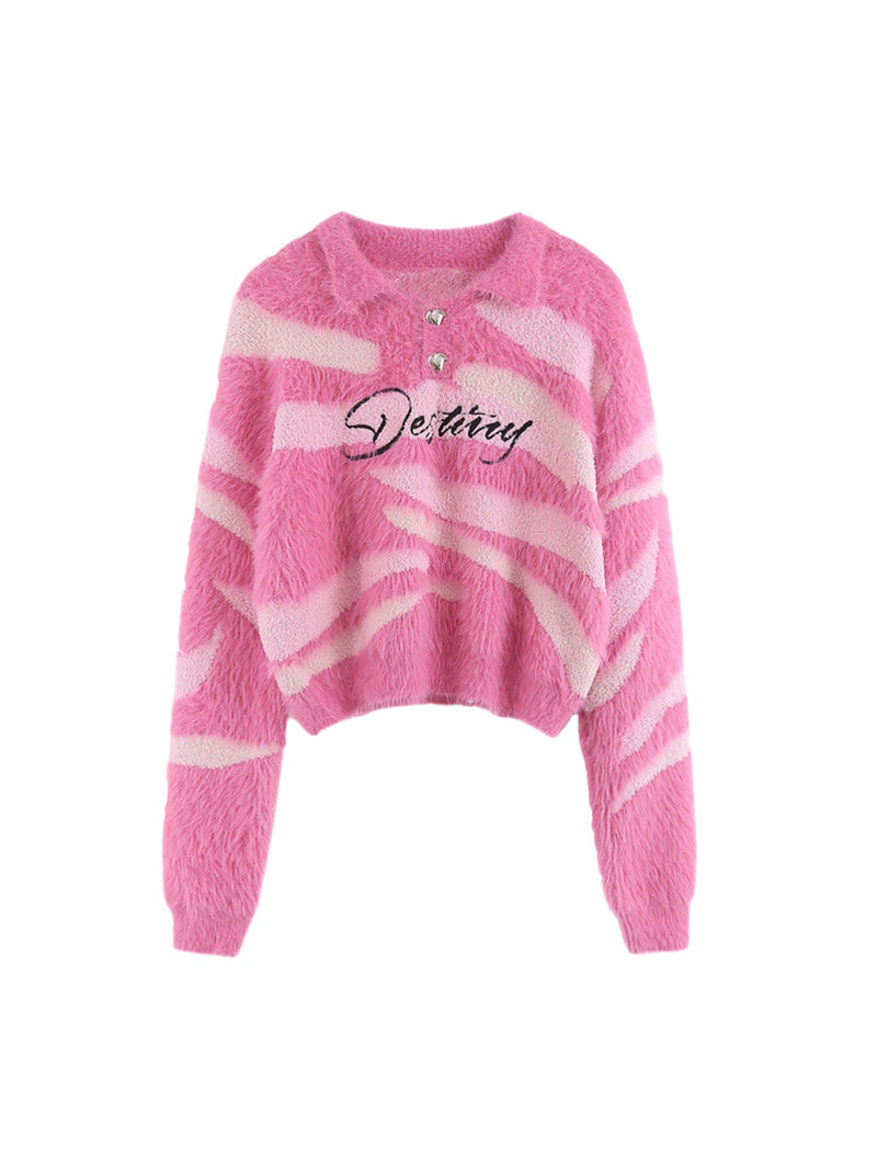 Crop Knit Fuzzy Sweater