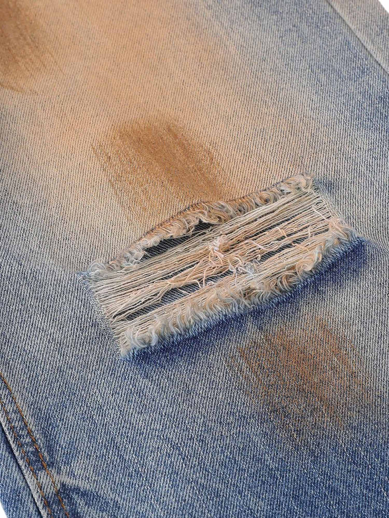 Retro Ripped Washed Patina Street Hip-Hop Jeans