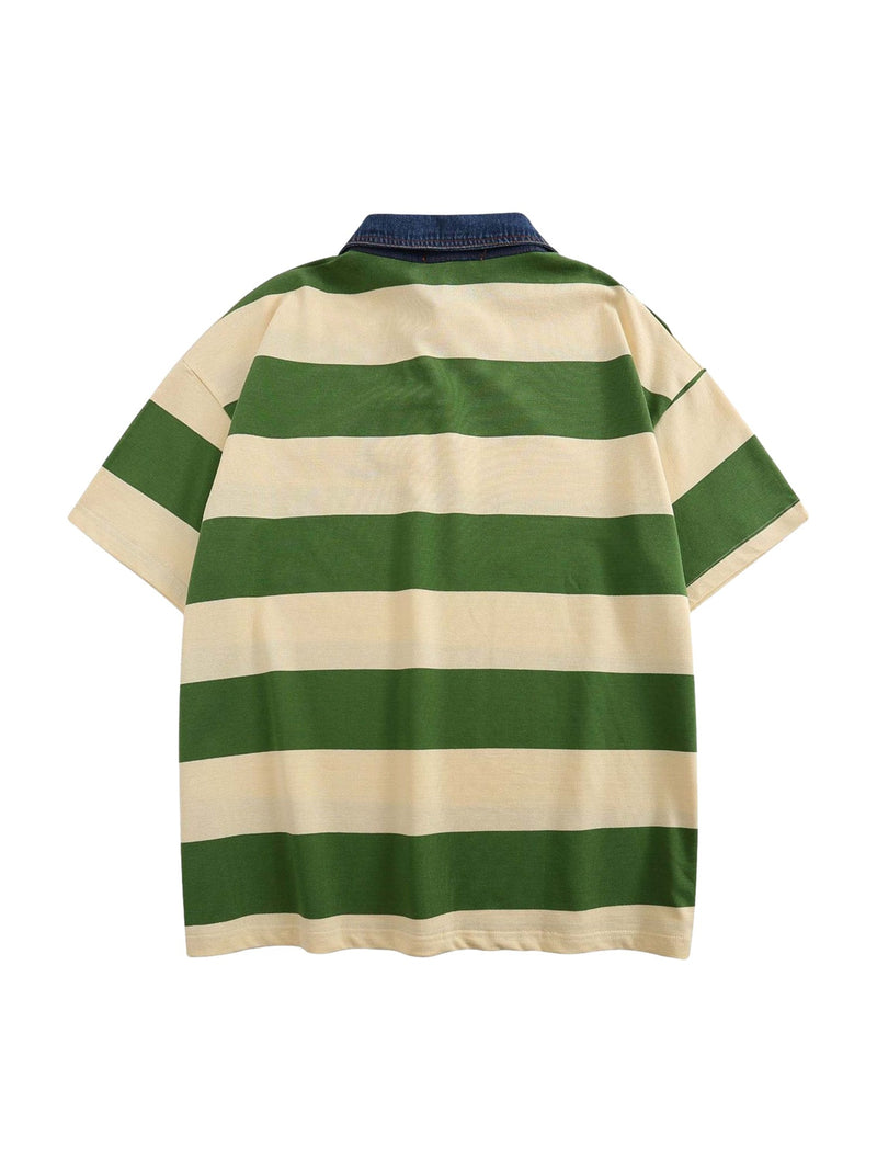 Vintage Color Striped Polo Shirt