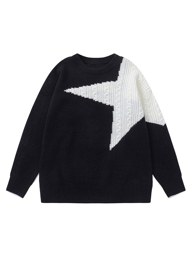 Star Contrast Knit Sweater