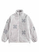 Applique Embroidered Stand Collar Sherpa Jacket