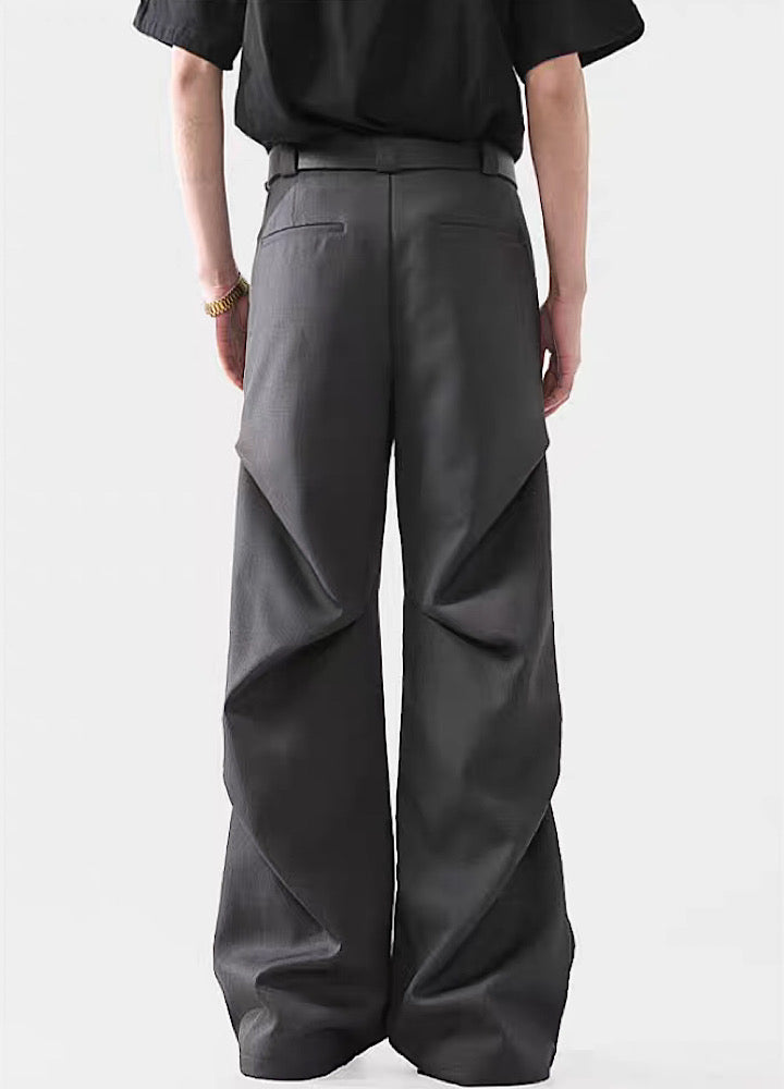 Black Avant-Garde Wide-Leg Utility Pants - chiclara