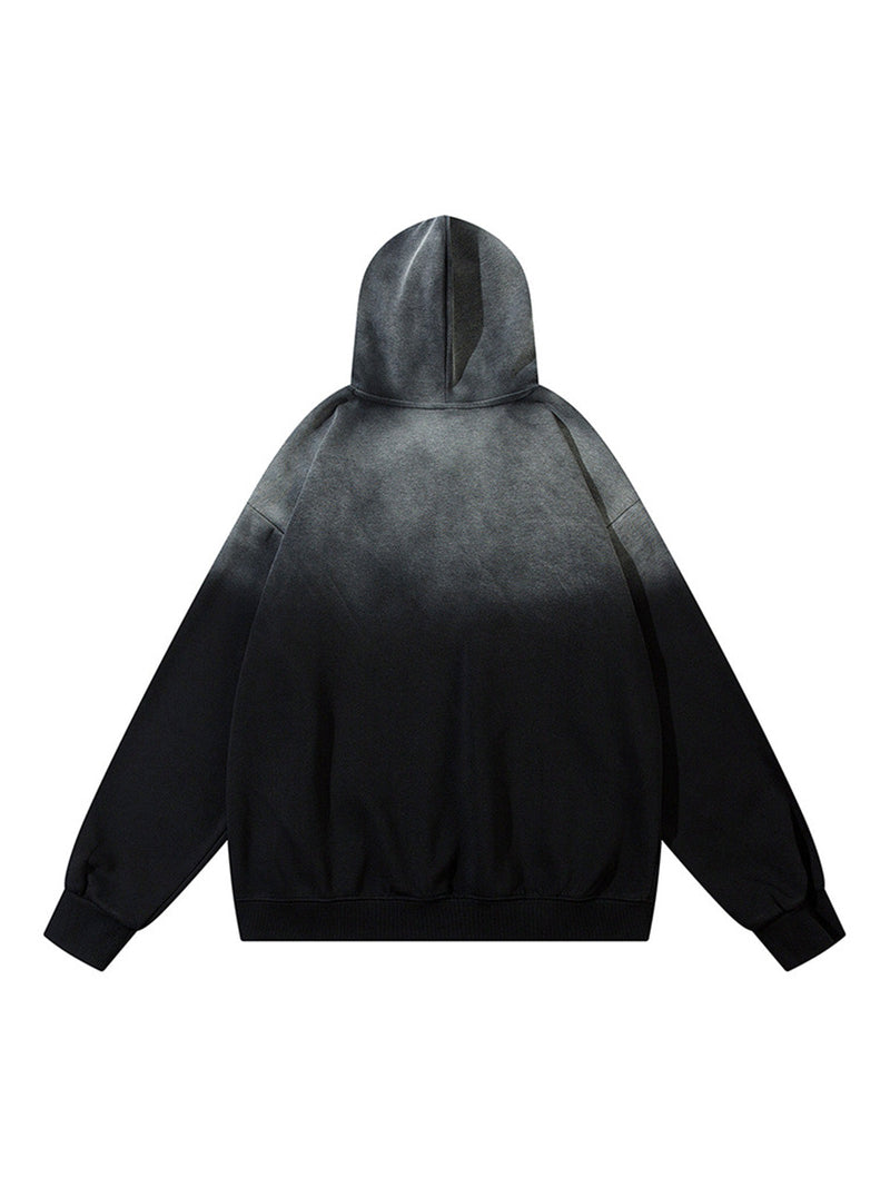 Patch Lettering Embroidered Gradient Color Hoodie