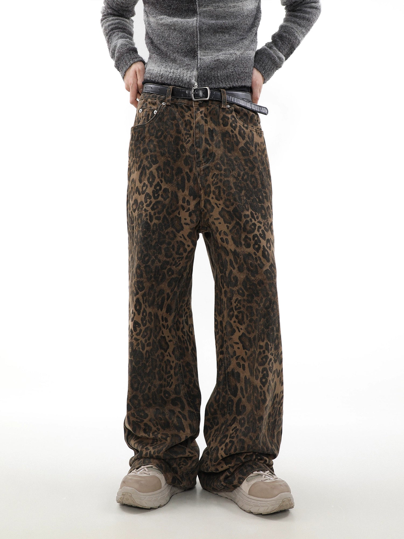 Wild Print Wide Jeans - chiclara