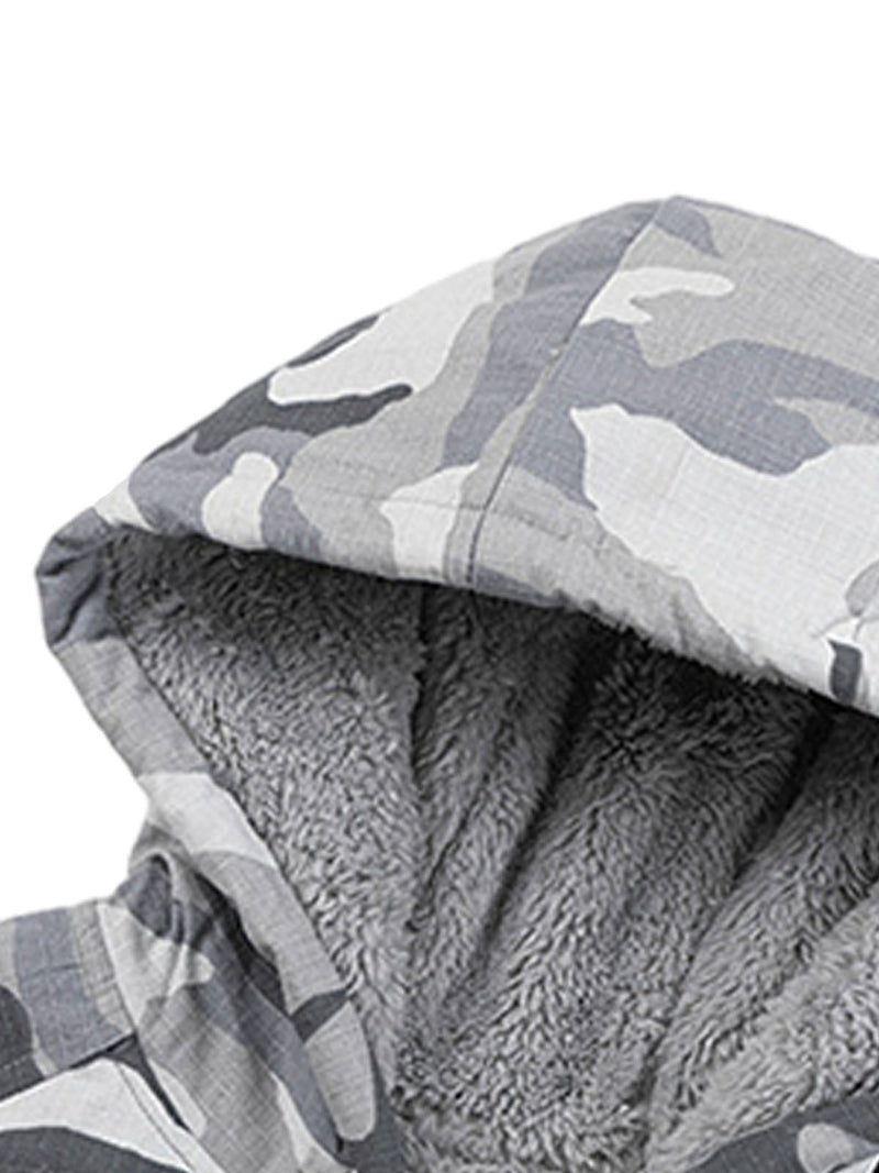 Camouflage Fleece Hooded  Jacket