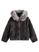 Fur Hooded Quilted Sherpa Jacket