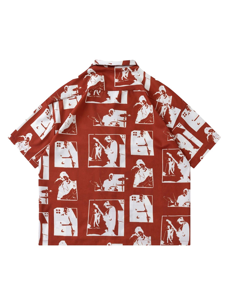 Portrait Pattern Short-sleeved Shirt